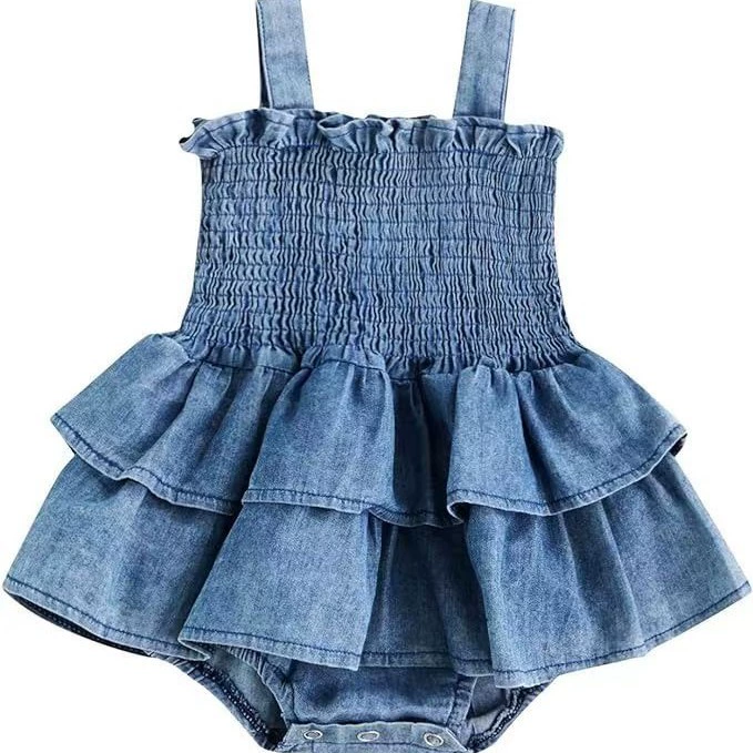 Внешняя торговля детские джинсовые ползунки ins Детские ползунки Слинг девушка джинсовая юбка Amazon детская джинсовая одежда