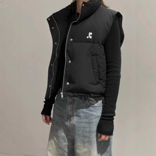 White Deer's Same Style Korean Restandrecreation Embroidered Rr Stand Collar Short down Vest Jacket