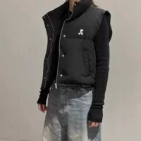 Короткий пуховик с воротником-стойкой в стиле White Deer в корейском стиле RestAndRecreation с вышивкой RR