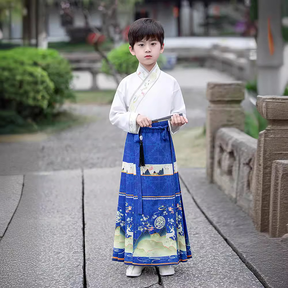 中大童男童唐装汉服小朋友幼儿园马面裙明制古装衣服少儿学生表演