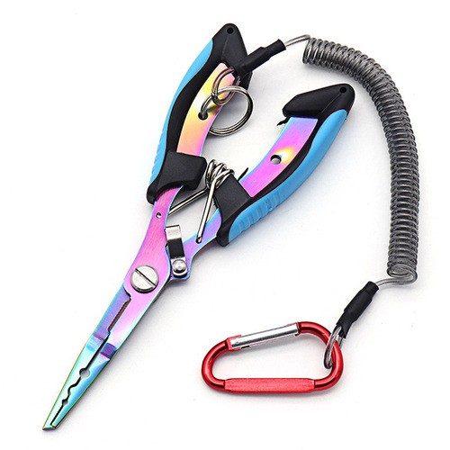Dali horse fish line cutter, stainless steel color titanium plated lure pliers, multi-functional hawkbill fishing pliers, fish control hook remover