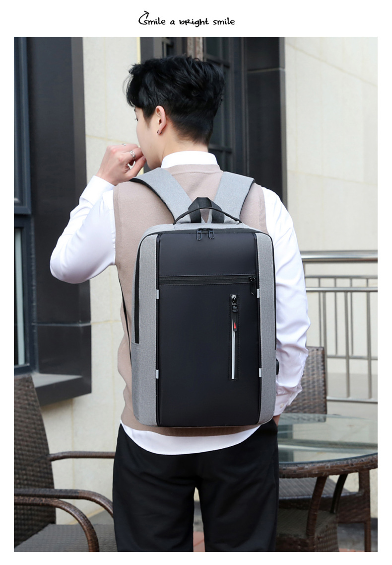 New large-capacity business commuting backpack, simple solid-color casual backpack, Oxford cloth portable computer schoolbag undefined