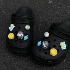 ビーチリトルペンギン下駄アクセサリー漫画かわいいバケツビーチシューズバックル適応クロシューズ花装飾