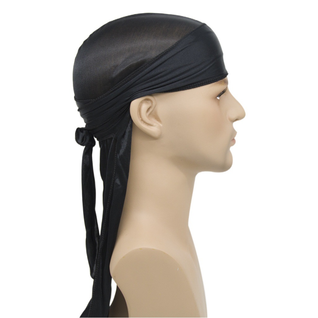 European and American Hot-Selling Imitation Silk Long Tail Pirate Hat Silk Turban Hat Silky Durag Factory Direct Sales Turban