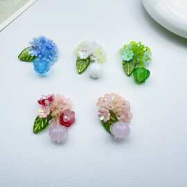 彩色串珠绿叶小花郁金香花苞 diy鞋花发夹耳饰手链衣帽饰品配饰批