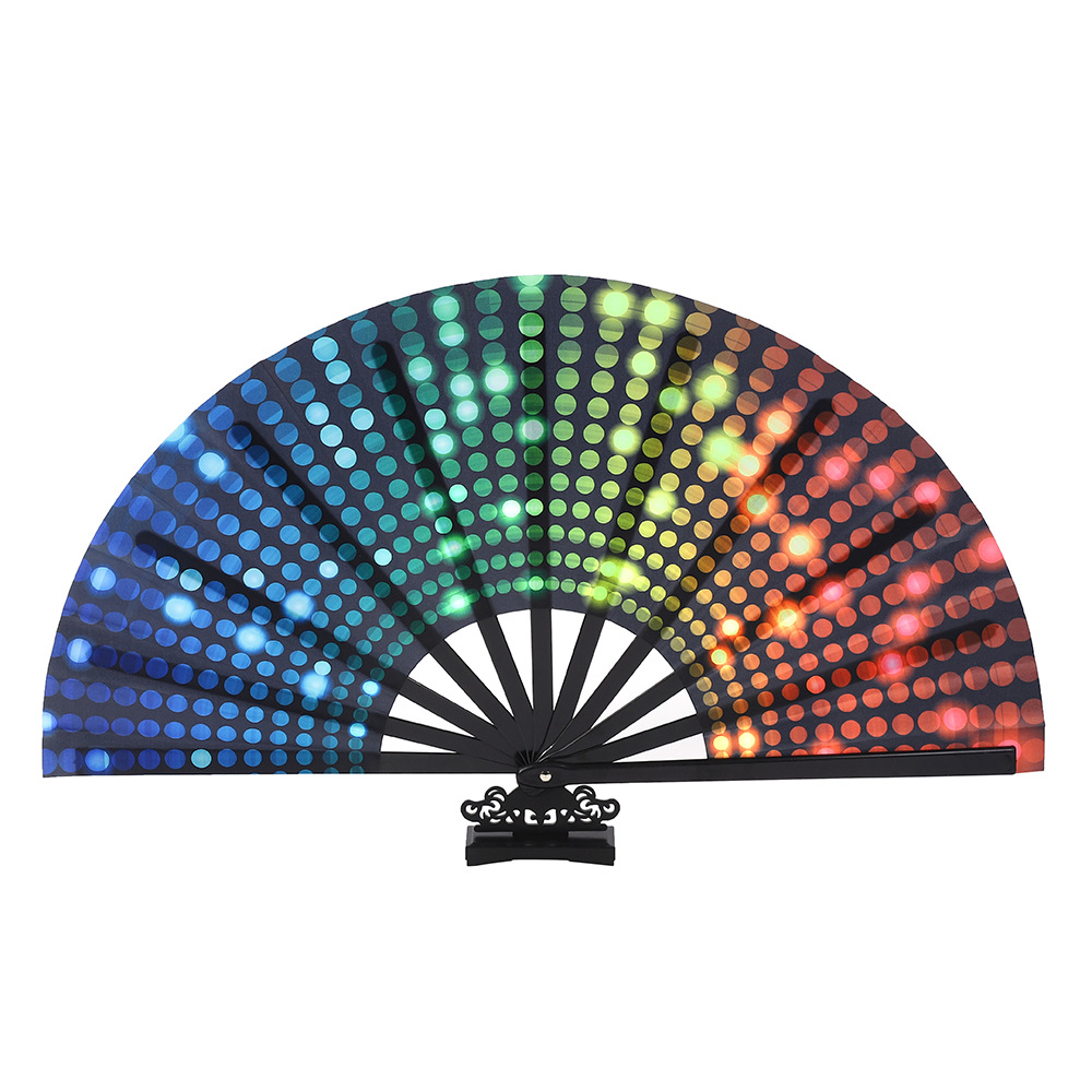 Amazon estilo caliente ventilador de kung fu de 33 cm fiesta decoración navideña ventilador plegable ventilador fluorescente colorido de gran tamaño