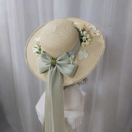 原创母亲节手工diy法式草帽花朵帽子材料包花朵草帽大檐帽礼品