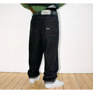 Trendy Street Skateboard Dime Baggy Straight Loose Casual Denim Pants Washed Denim Pants for Men