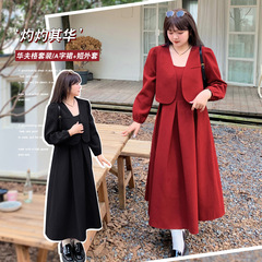 2377春新品加肥満mm赤ワンピース微太っ大サイズ敬酒服回門受証紅スカートセット