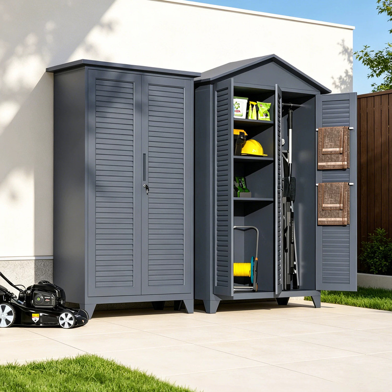 Outdoor Cleaning Cabinet, Courtyard Outdoor Rainproof Storage Cabinet, Household Storage Cabinet, Waterproof and Sunproof Tool Cabinet, All Steel Outdoor Cleaning Cabinet, Courtyard Outdoor Rainproof Storage Cabinet, Household Storage Cabinet, Waterproof and Sunproof Tool Cabinet, All Steel