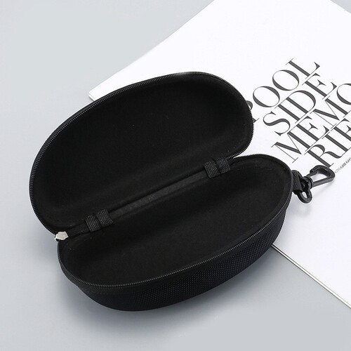A pair of sunglasses accessories for special order, Model 22 new black and white leather snap-fastener sunglasses case