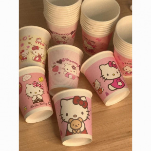 Kt Cat Cute Paper Cup Holiday Home Party Thickened High-Looking Color Paper Cup Water Cup