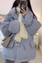 羽绒服女小个子2025新款韩版宽松牛角扣面包服秋冬季外套短款工厂