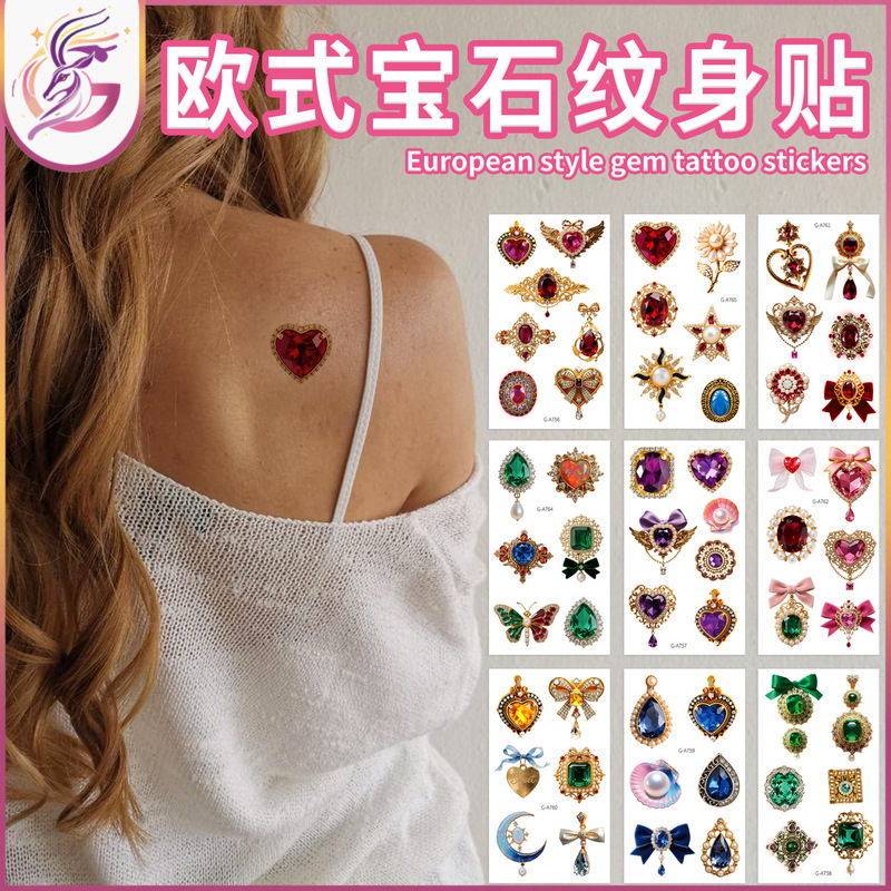 European-Style Gemstone Tattoo Stickers for Kidsren, Gorgeous and Realistic Colorfulful Jewelry Rings, Earrings, Princess Dress-Up Removable Tattoos European-Style Gemstone Tattoo Stickers for Kidsren, Gorgeous and Realistic Colorfulful Jewelry Rings, Earrings, Princess Dress-Up Removable Tattoos
