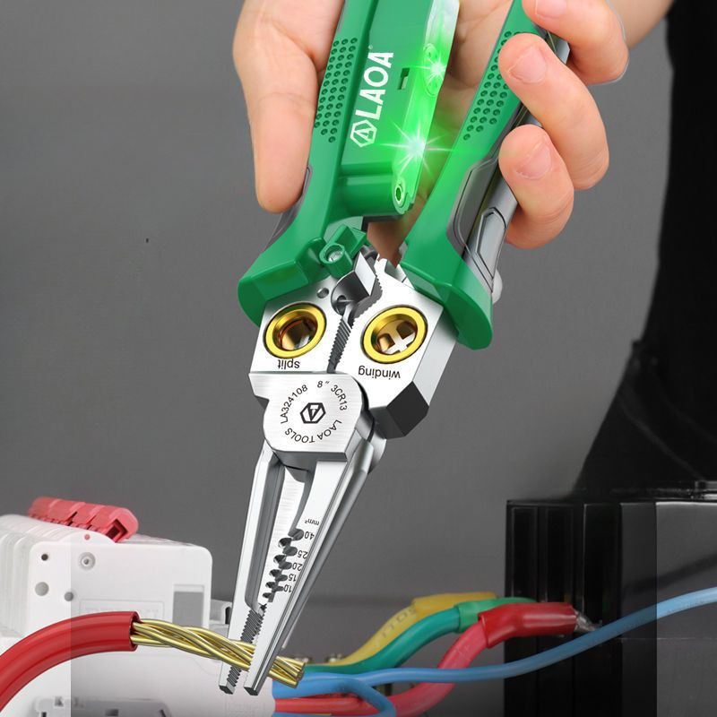 老A 带测电功能8合1多功能剥线钳剪线拔线电缆剪扒线压线电工专用