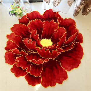 Home Carpet New Creative Peony Flower Carpet Living Room Bedroom Floor Mat Retro Chinese Style Peony Bedside Blanket