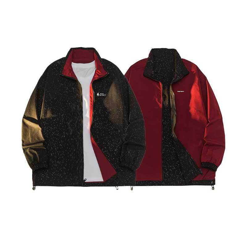 2024 Cross-border Men's plus size Fashionable Double-sided Jacket Flash Sequin Jacket All-match Colorblock Jacket