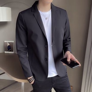 Korean Style Casual Suit Jacket Men's Autumn Solid Color Simple Small Suit Jacket