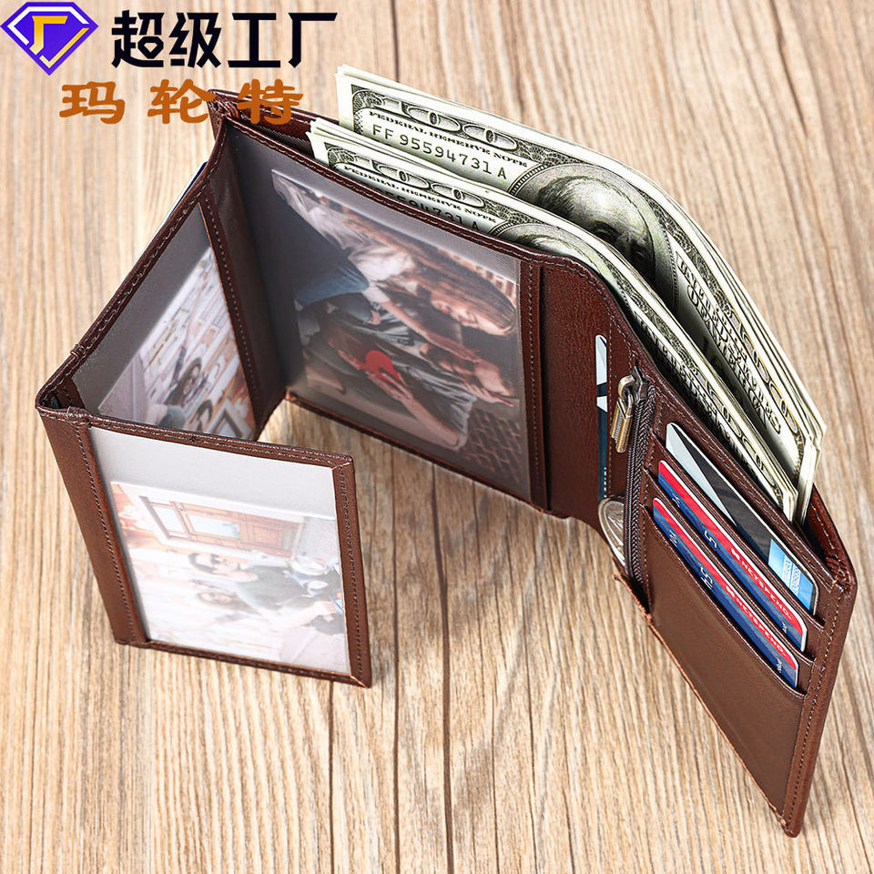Ví đựng thẻ nam da bò lớp đầu tiên mỏng nhẹ chống trộm RFID — Cà phê, màu đen
