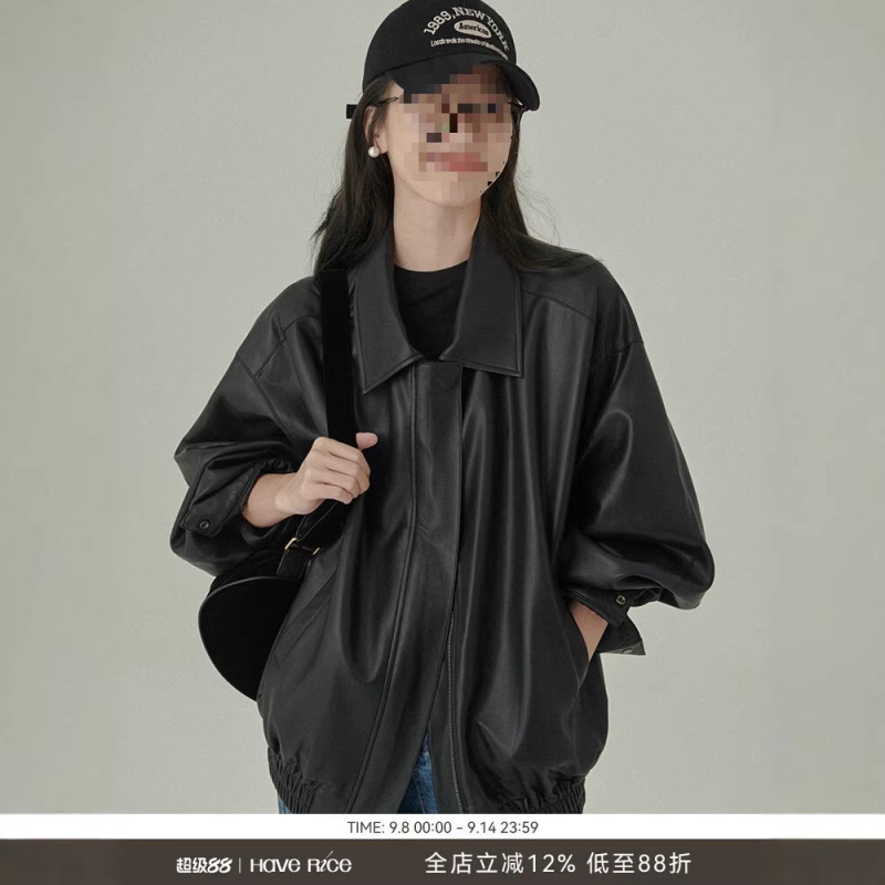 Spring and Autumn Soft Leather Jacket Classic Sweet Cool New Style for Girls H Restaurant Entrance Jacket Avceer2025 Model