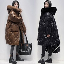 大码羽绒服女中长款大毛领冬装时尚斤胖妹妹韩版宽松鸭绒外套