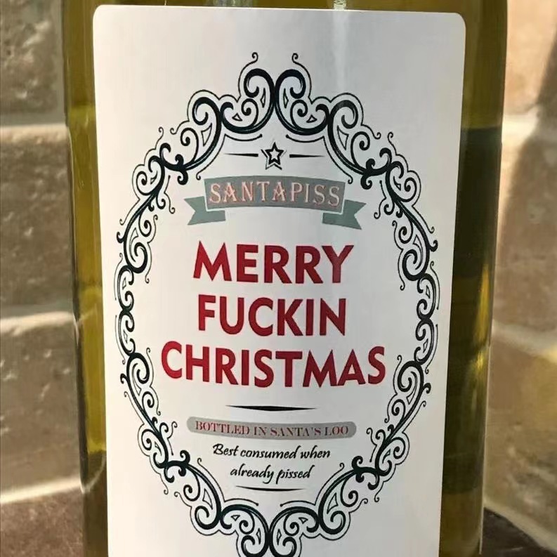 个性搞笑圣诞节贴纸套装 2022欧美新款圣诞节奇趣瓶标贴纸跨境