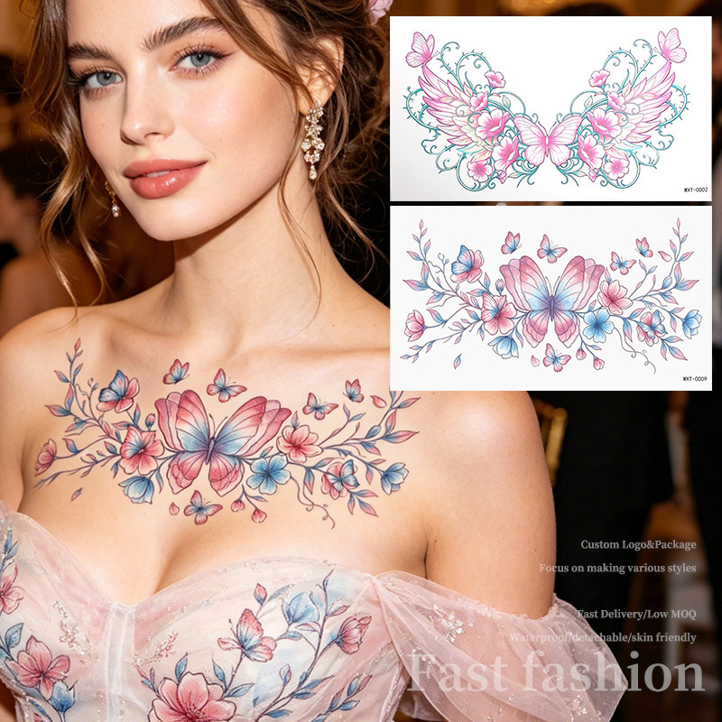 Cross-Border Butterfly Tattoo Stickers Waterproof Long-Lasting Ins-Style Forest Watercolor Temporary Tattoo Stickers Y2K Vibe Cross-Border Butterfly Tattoo Stickers Waterproof Long-Lasting Ins-Style Forest Watercolor Temporary Tattoo Stickers Y2K Vibe