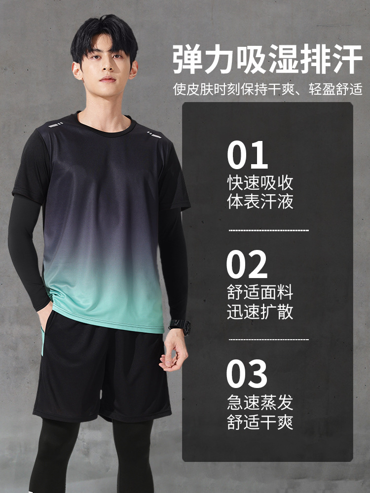 Running sports suit para hombres ropa de gimnasio ropa de secado rápido ajustado mangas largas baloncesto entrenamiento de bicicleta de verano