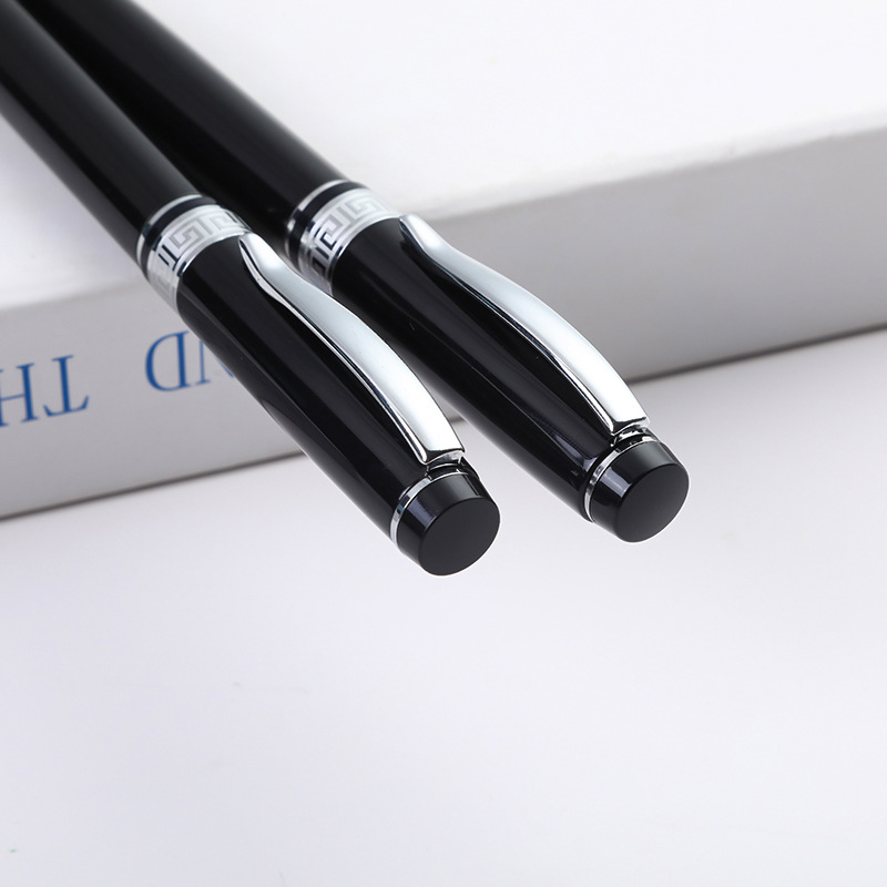 En stock pluma de metal al por mayor pluma de gel negro negocio de alta gama regalo letras logotipo publicidad pluma impresión