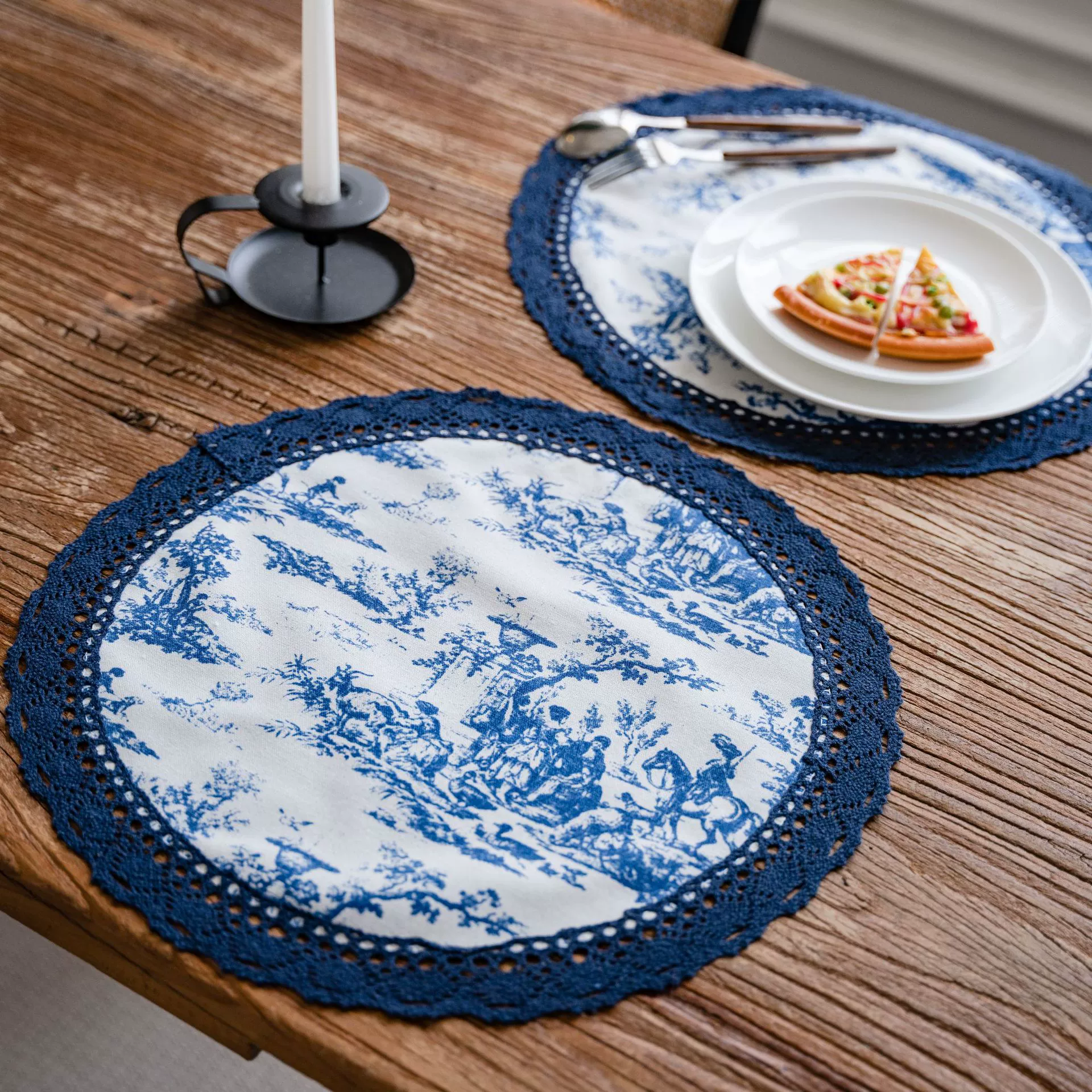 Placemat single-layer decorative lace, round and rectangular, 30/38 cm options, geometric prints