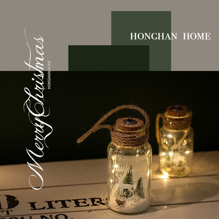 Nuevos productos transfronterizos de vidrio luminoso lámpara de noche cuerda de cáñamo para los ancianos regalos de escritorio decoración de colgante de micro paisaje