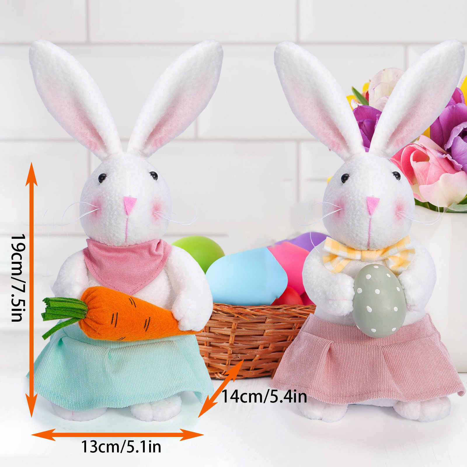 Muñeca de Pascua transfronteriza con rábano colorido huevo decoración conejo lindo enano elfo muñeca decoración regalo de vacaciones