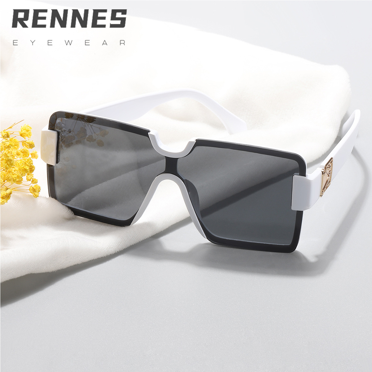 2022 nueva moda personalizada sin montura de una pieza gafas de sol cuadradas casual retro gafas de sol de tiro callejero 98060