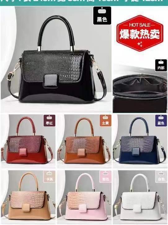 2023新款蜥蜴紋亮皮純色復古輕奢單肩斜挎包氣質手提包女跨境包包