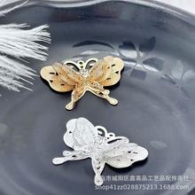 韩版三层立体蝴蝶挂件带钻diy中国风发饰配件腐蚀电脑片批发新款