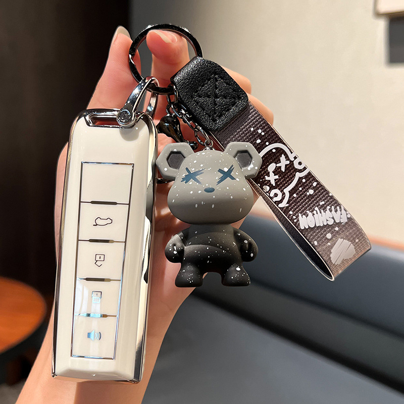 Wei Pai WEY-스마트 4 키 [싱글 쉘 화이트] + 회색 폭력 곰 펜던트