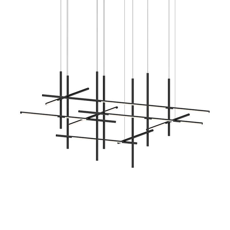 Lámpara vacía Diseñador Hotel Sala de estar Villa Líneas largas Escaleras LED Candelabro de comedor Proyecto Candelabro simple