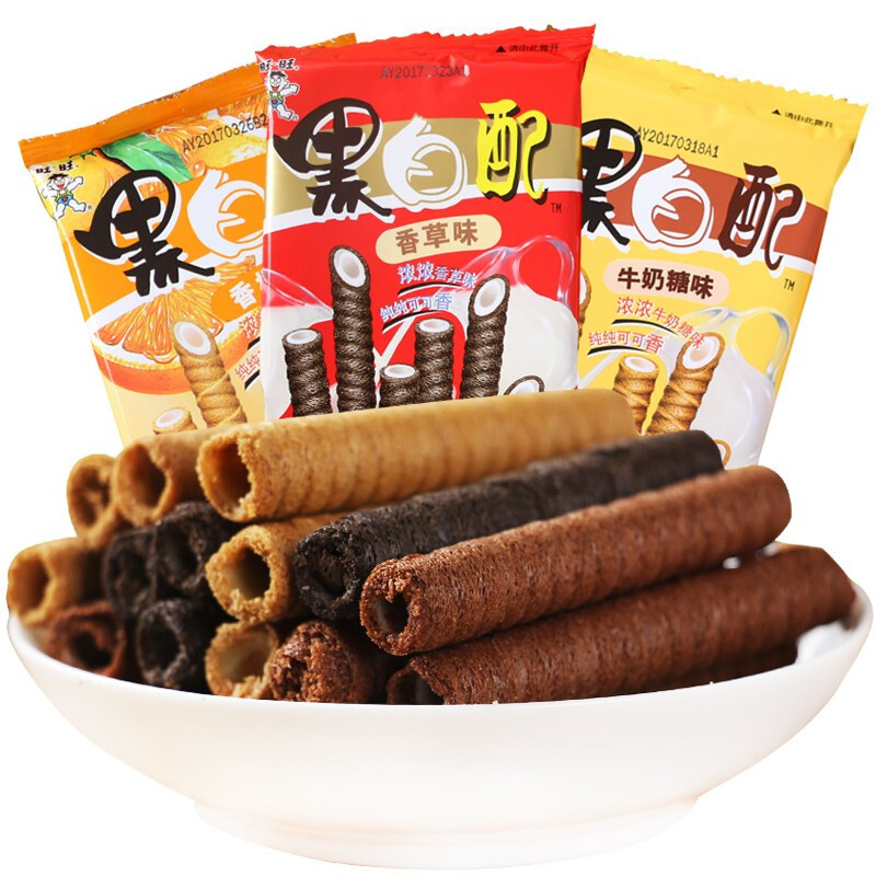 Wangwang Black and White Matcha Sandwich Cookies 18g Vanilla Caramel Milk Flavor Leisure Snacks Supermarket Snacks Wholesale