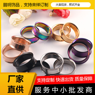 Cross-border stainless steel double horn with tooth ear expander ear expander vacuum plating human body piercing earrings ear jewelry