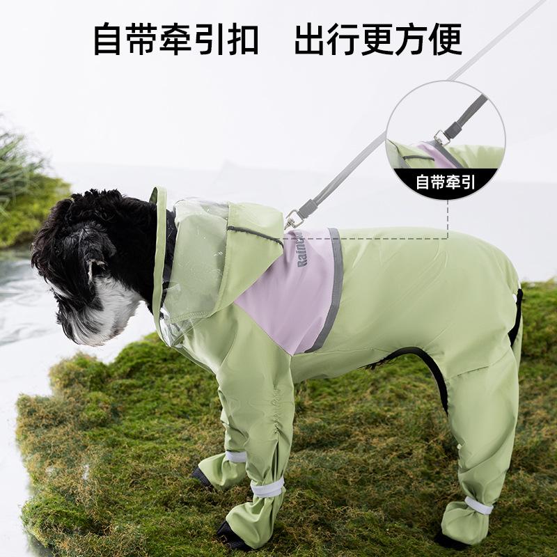 Perro mediano para mascotas, impermeable para perros en días de lluvia, impermeable de cuatro patas, todo incluido, Schnauzer, ropa especial para perros para pasear