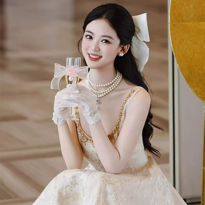 Новое французское нишевое элегантное доступное роскошное платье высокого класса из жаккарда для знаменитостей, банкета, дня рождения, весна-лето 2025 года