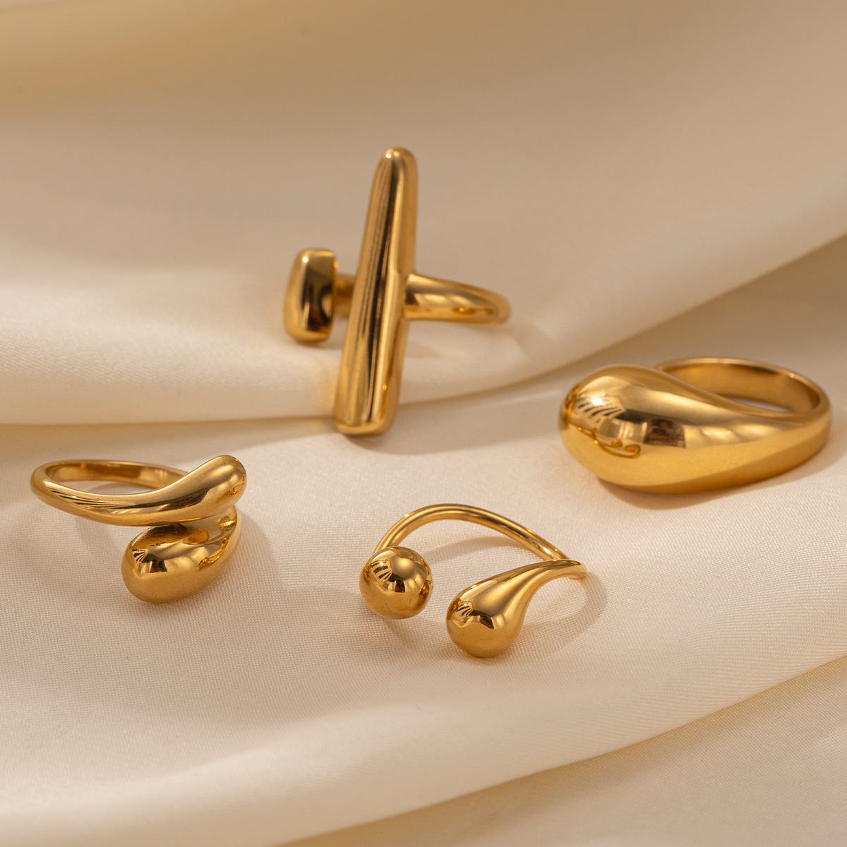 Anillo abierto de acero de titanio de la mujer no decolor galvanizado de oro 18k anillo de acero inoxidable transfronterizo joyas de mano