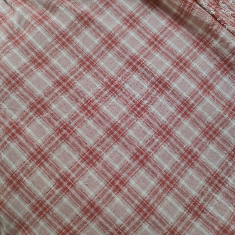 A021全棉复古做旧风格子布童装女装衬衫娃娃衣桌布蝴蝶结发箍装饰