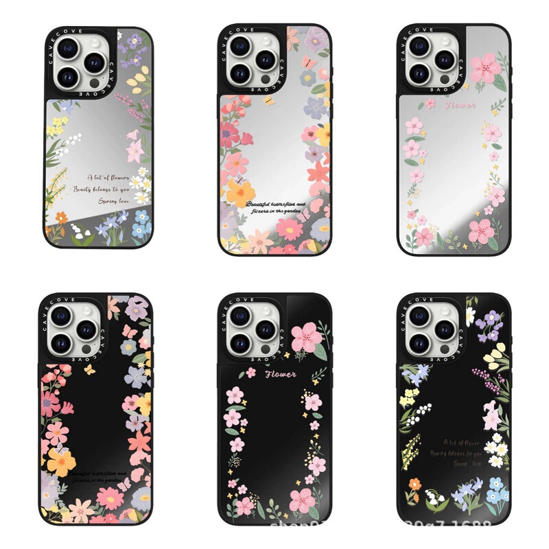 Floral Design Suitable for Apple 17 Phone Case iPhone 15 Pro Max with Makeup Mirror, High-End Feel for Women, New for 13 and 14 Plus Floral Design Suitable for Apple 17 Phone Case iPhone 15 Pro Max with Makeup Mirror, High-End Feel for Women, New for 13 and 14 Plus