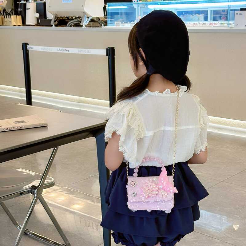 2024 nuevo niño hombro mochila princesa bolsa sirena bolsa de moda bolsa de perlas