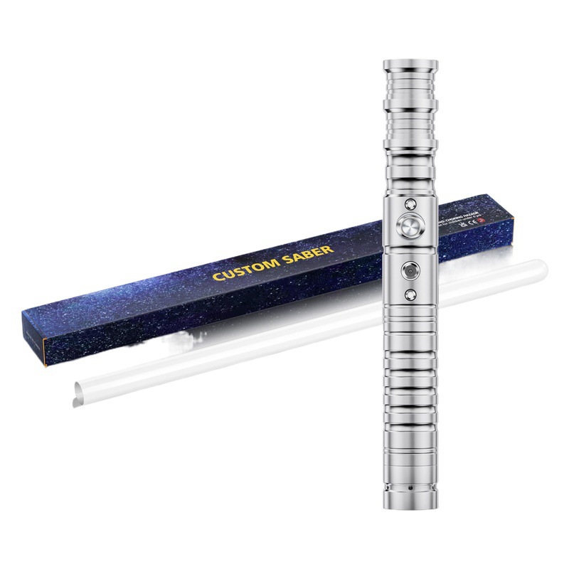 En stock al por mayor espada láser de metal juguete luminoso palo de luz que cambia de color regalo para niños espada de luz retráctil dos en uno