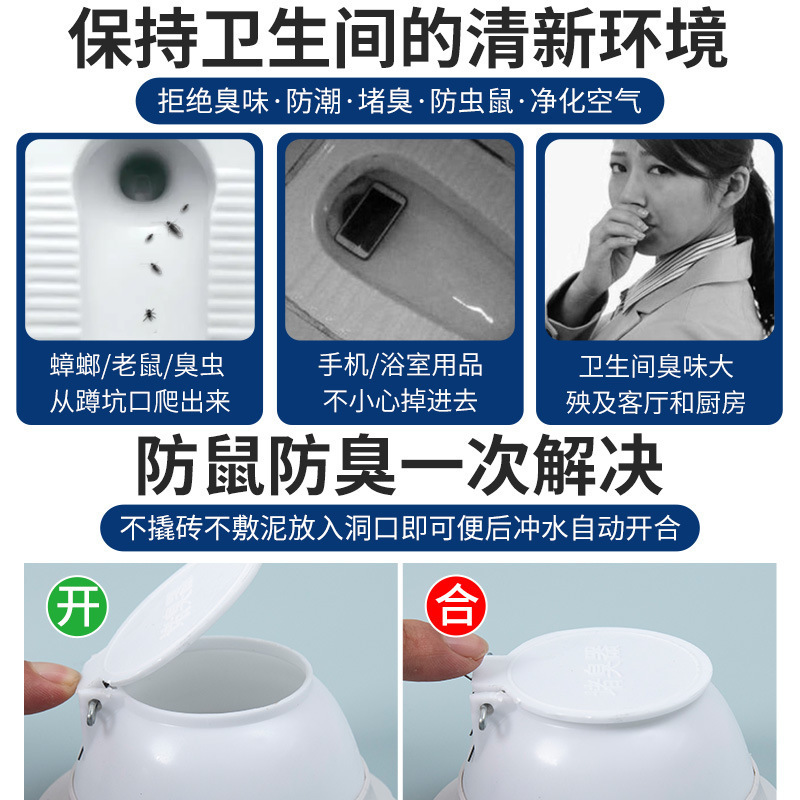 厕所防臭堵臭器蹲坑式卫生间便池塞子蹲坑盖防反臭通用防臭器|undefined