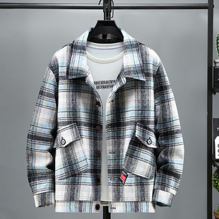 Chanel style coat for men plus size Spring and Autumn loose extra large youth houndstooth fat boy jacket