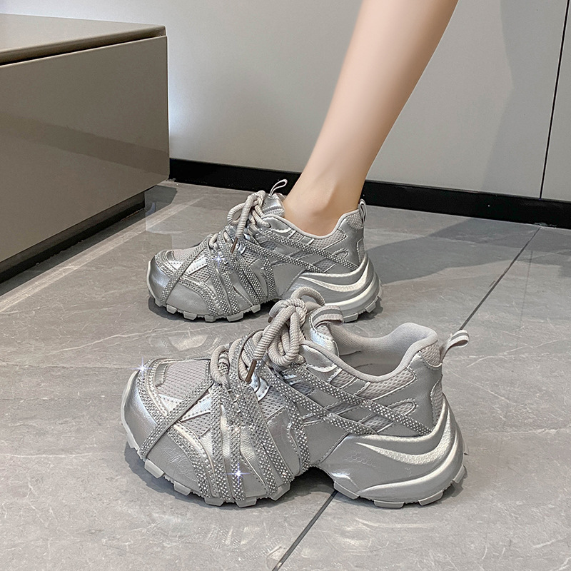 Women's Casual Stylish Platform Chunky Sneakers Breathable Mesh Trendy Athletic Shoes For Petite Versatile New Style_vogvips.com
