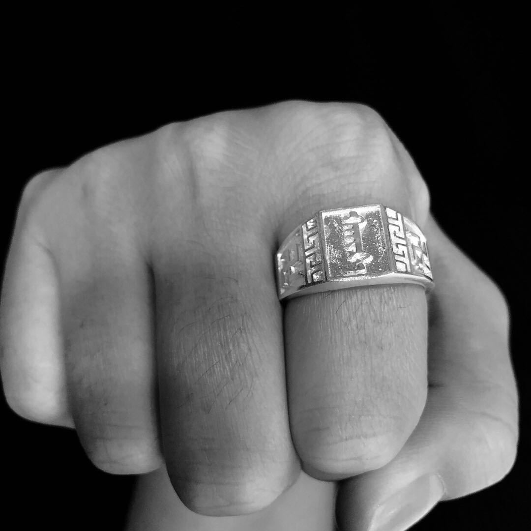TJ-1556 "Mongolian" white silver ring